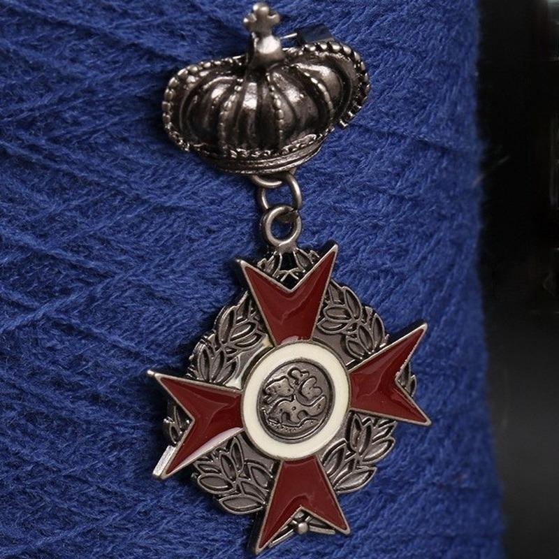 Винтажная металлическая корона в британском стиле, медаль, брошь, значок