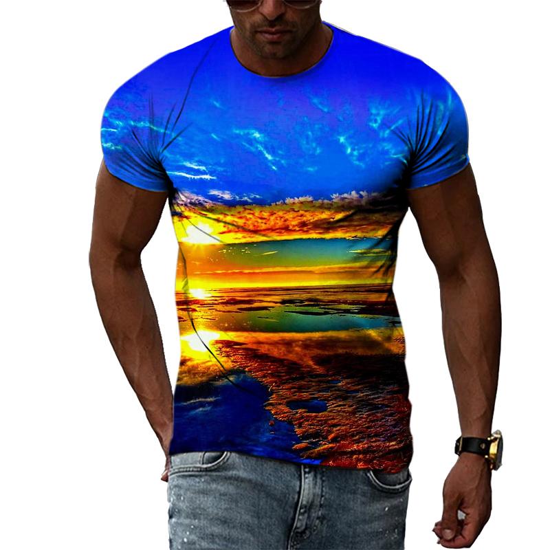New 3D Trendyol Men Natural Landscape Graphic T Shirts Summer Fashion Hip Hop Casual Print T-shirt Personality Handsome Tee Top