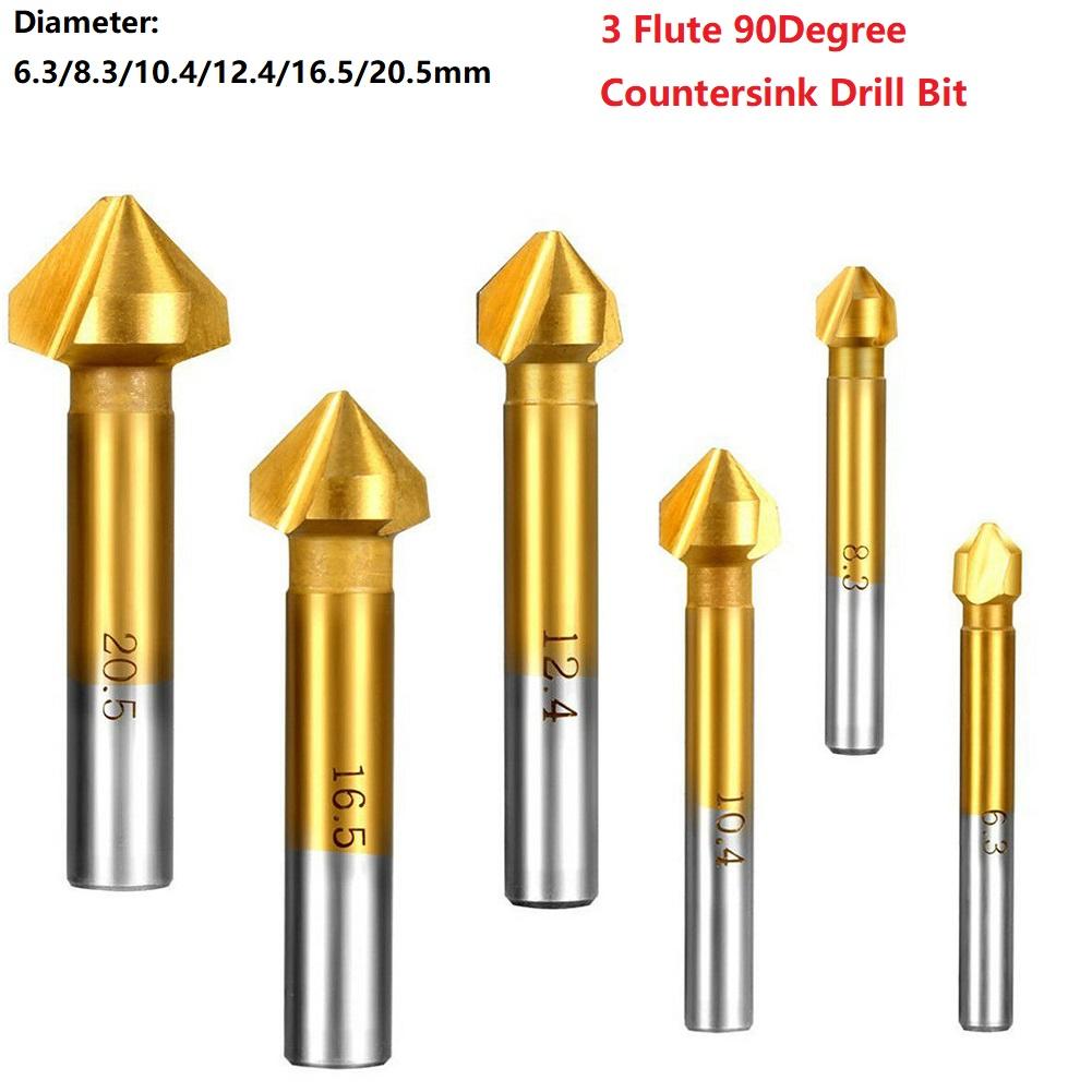 Chamfer Cutter Countersunk Drill 1 Pcs 3 Flute 6.3/8.3/10.4/12.4/16.5/20.5mm