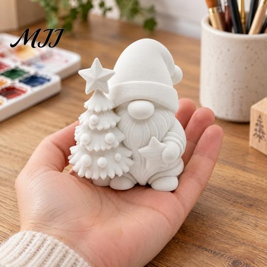 Ручная работа Рождественский Подарок Сувениры 3D Печатная Фигурка Рождественского Гнома, Раскрашиваемые Мини Фигурки для Рабочего Стола Звезда и Елка, Зима