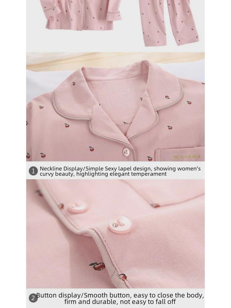 Женская пижама больших размеров с длинным рукавом: 100% хлопок для весны, осени, лета, зимы и одежды для беременных