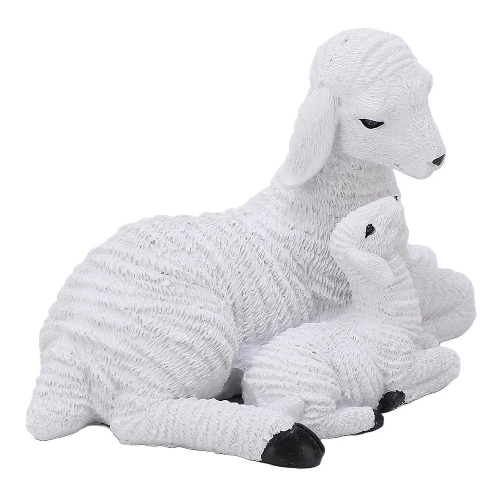Sheep Figurines Rustic Style Distressed Look Resin Material Decorative White Lamb Ornament for Farm