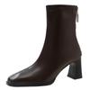 2024 Plus Size Shoes for Women Ankle Women's Boots Elegant Modern Boots Women Sewing Square Toe Back Zip High Heels Shoes Female