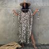 Cotton Leopard Print Beach Sun Protection Shirt and Loose Dress Cover-up