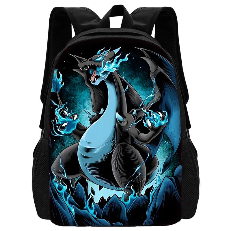 Child School Cute Anime Charizards Backpack with Lunch Bags ,Pencil Bags ,School Bags for Boys Girls Best Gift