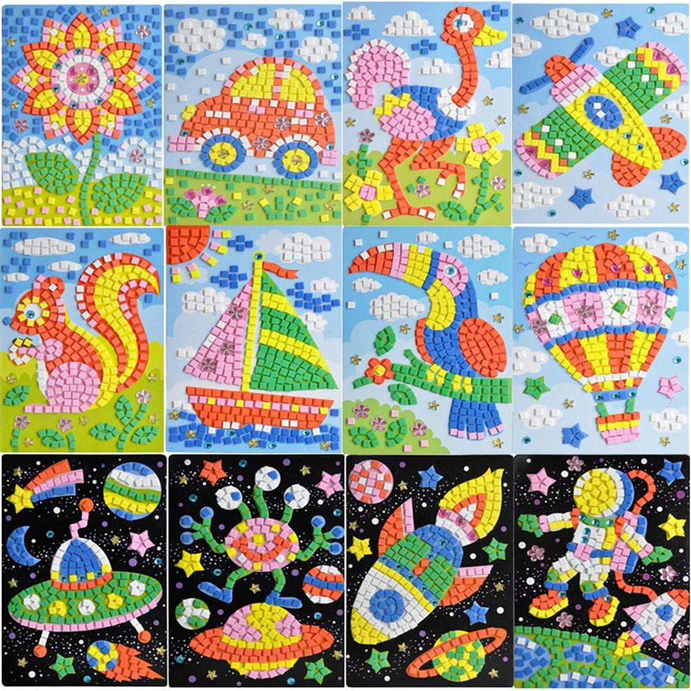Kids Game DIY Kits Early Educational 3D Mosaics Puzzle EVA Foam Drawing Toys Stickers