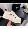 Women's Thick-Soled White Leather Sneakers - 2025 Spring Fashion, Height-Enhancing, Versatile, Casual Sports/Board Shoes