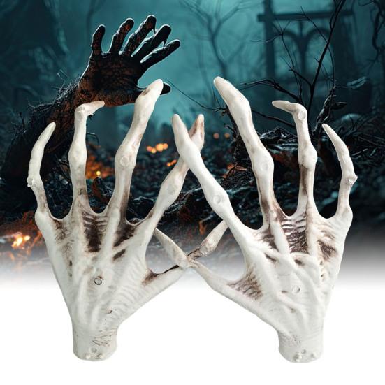 1 пара Хэллоуин скелет руки реалистичный в натуральную величину многоразовый дом с привидениями фестиваль призраков жуткий реквизит праздничное украшение зомби ручные товары для вечеринок