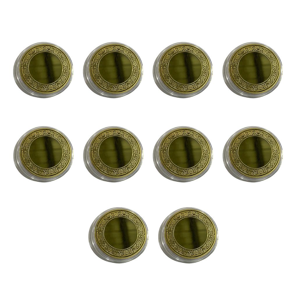 Набор из 10 чистых монет для гравировки 40 мм, цельнометаллических с покрытием, монеты с цветочным краем и защитной коробкой для персонализированных поделок