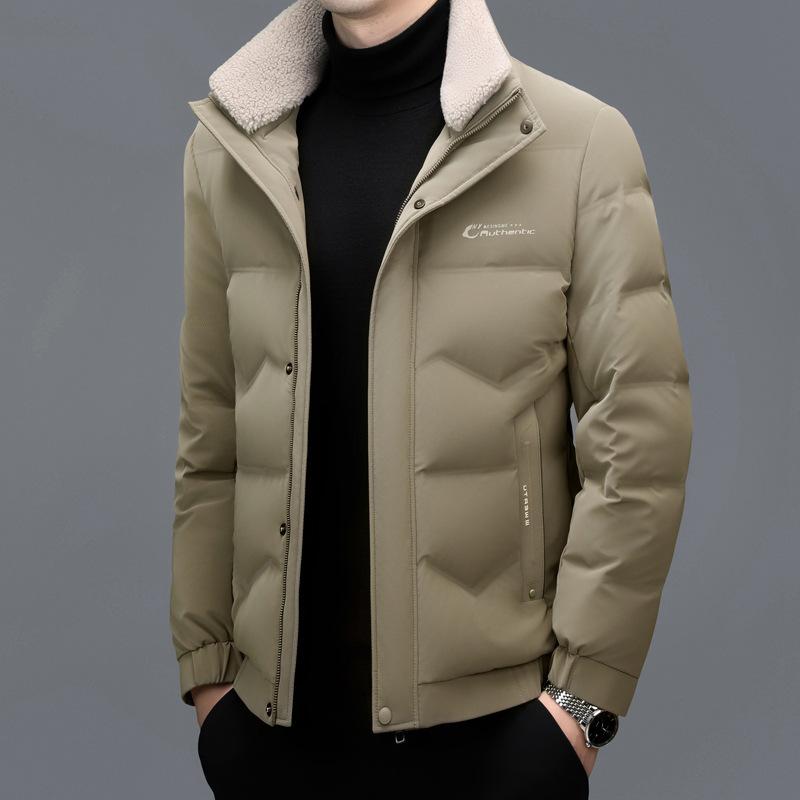 Белая куртка-пуховик мужская средней длины повседневная куртка из бархата с утолщенными лацканами куртка куртка зимний тренд