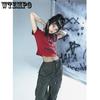 WTEMPO Винтажные укороченные топы Y2K, женские эстетические однотонные футболки в стиле гранж, женские футболки со звездами и принтом в стиле панк, готическая уличная одежда, футболки с графикой