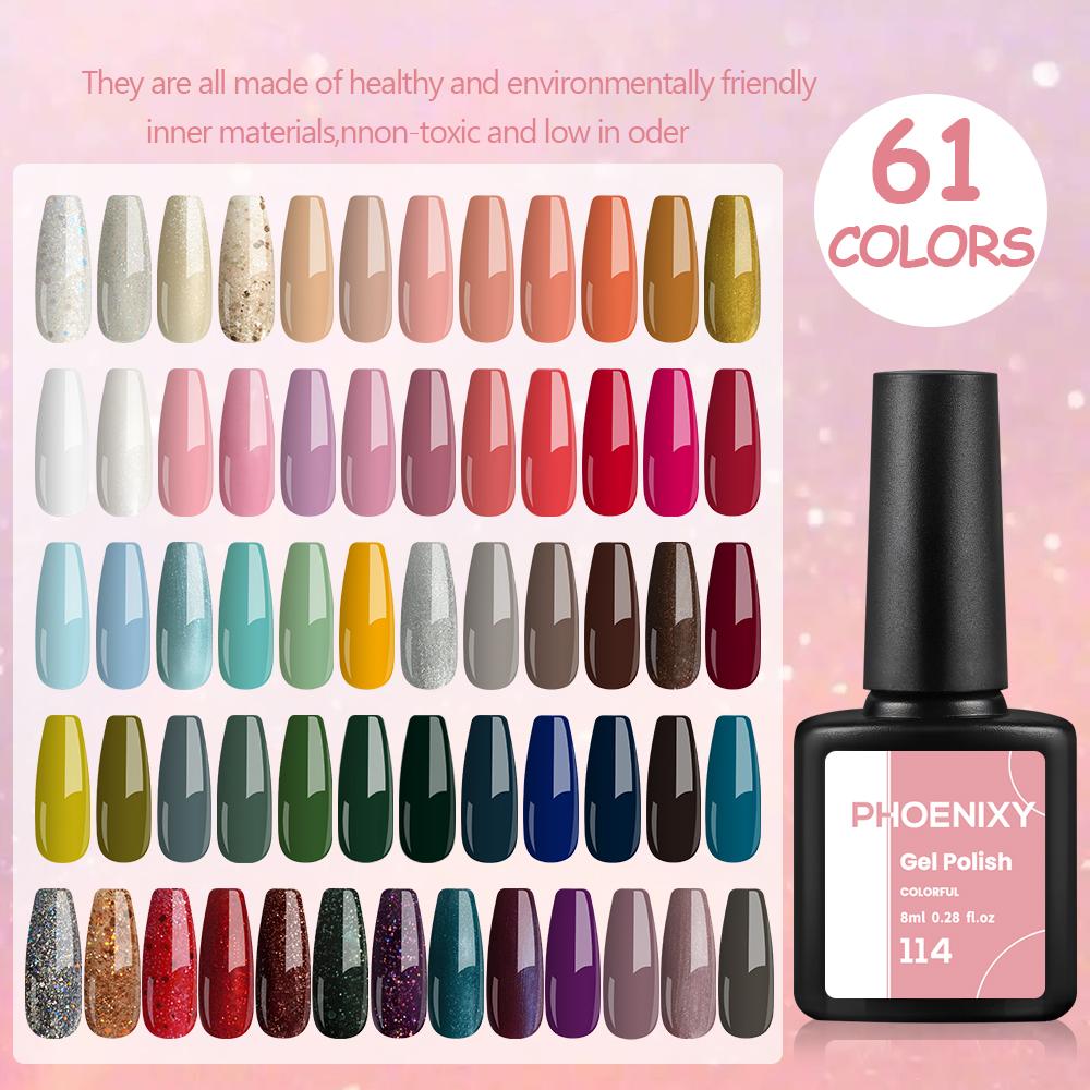 Набор лаков для ногтей PHOENIXY, 4/6/8/10 шт., гибридный полупостоянный светодиодный гель-лак для замачивания, все для маникюра, набор лаков для ногтей