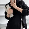 Осень-зима женский однотонный вязаный свитер с застежкой-молнией и разрезом, женский длинный рукав, водолазка, свободный пуловер