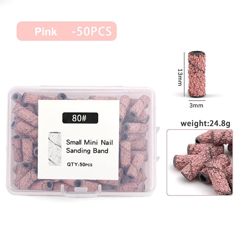 Versatile 3mm Nail Drill Bits 50 Pcs Set Effective Sanding Bands for Gel Acrylic Polish Treatment