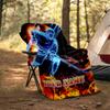 1PC Custom Name "Flame Hockey Player Artwork" outdooor Flannel blankets Patterns Throw Blanket All-Season Soft Gift for Couch, Bed, Camping gifts