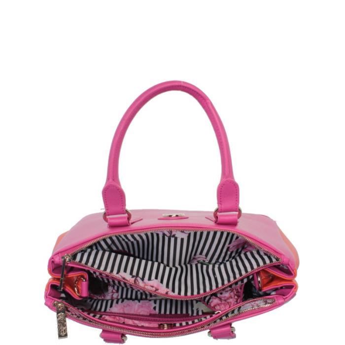 Sac à main - Christian Lacroix - Fushia/Orange - Toile enduite - Taille M - Design chic