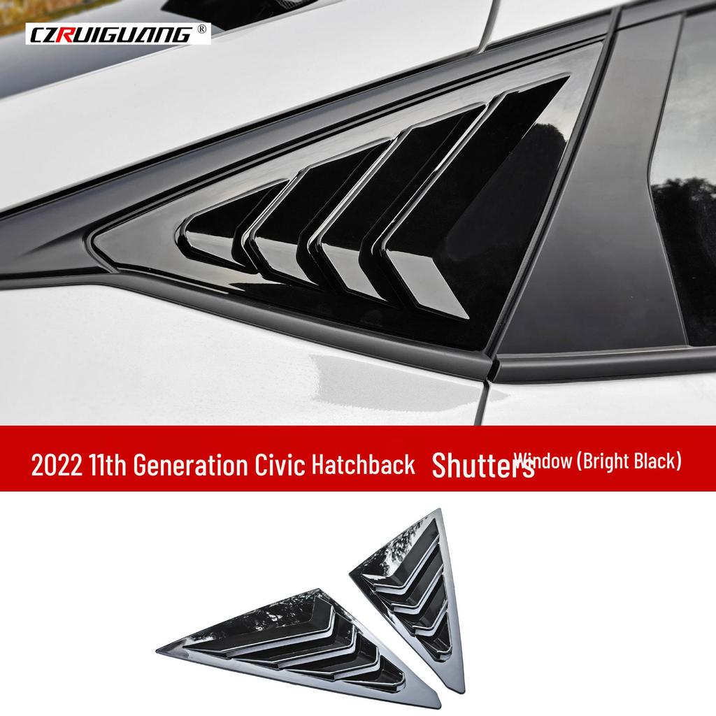 Совместимо с Civic Hatchback 11-го поколения: Комплект накладок на жалюзийные окна и спойлер на крышу