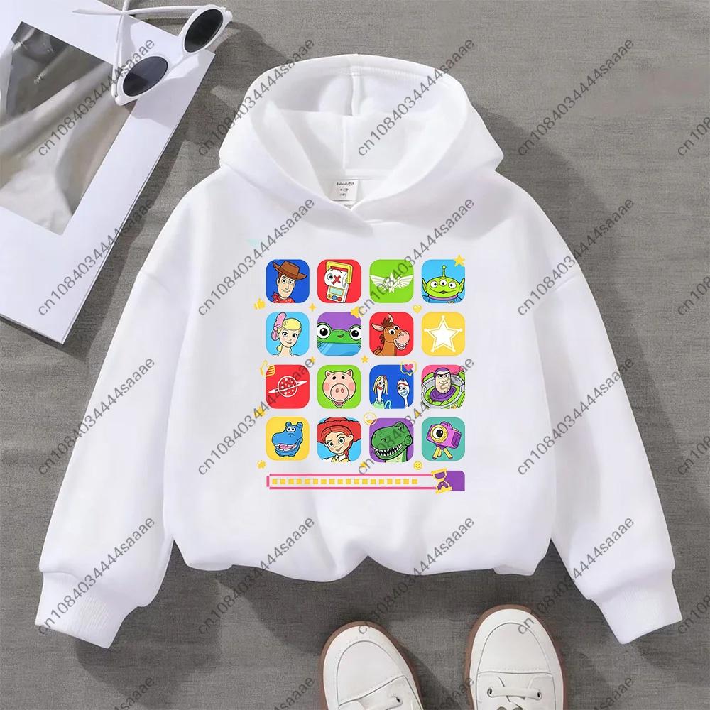 Cute Cartoon Toy Story Kids Hoodie, Boys Girls Fashion Long Sleeve Hooded Sweatshirt, Children Casual Daily Autumn Pullover Tops