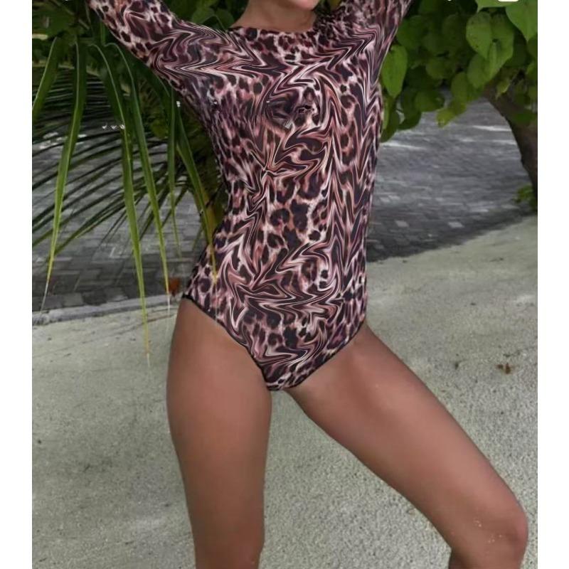 Swimsuit Women's Hot-selling Multi-color Mesh Sunscreen One-piece Swimsuit Fresh and Sexy Long-sleeved Sunscreen Swimsuit