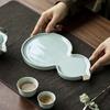 Небесно-голубой кракелюрный керамический чайный поднос Ru Ware - Маленькая тарелка в форме тыквы для чайных наборов Кунг-фу