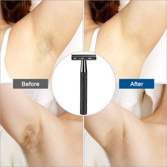 Manual Razor with 5 Blade Refills Storage Box Sharp Zinc Alloy Blade Aluminum Handle Men Women Hair Beard Trimmer Remover Shaver