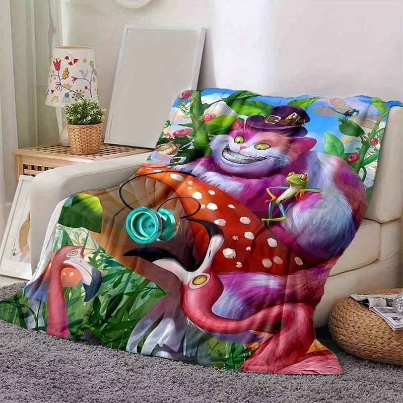 1pc, Wonderland Adventure Blanket, Perfect for All Seasons, Home Decor, Soft Flannel Throw Blanket, Versatile & Cozy for Bedroom, Living Room, Travel,