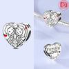 925 Silver Charm Fine Pink Zircon Heart Hugged Cat Dog Beads for Bracelets Necklace Accessories Jewelry Making