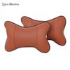 2Pcs Leather Knitted Car Pillows Headrest Neck Rest Seat Accessories Auto Safety Pillow Car Neck Pillow  Car Headrest