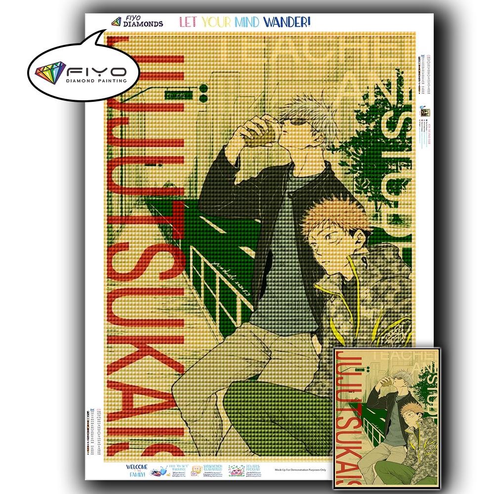 5D DIY Алмазная вышивка Аниме Дзюдзюцу Кайсен Картина Стразы Алмазная живопись Бумага Винтаж Плакат Алмазная мозаика Рукоделие Домашний декор