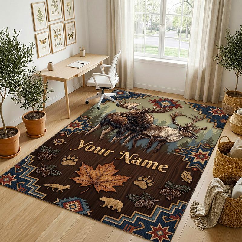 Wild Animal Safari Theme Soft Crystal Velvet Rug Custom Name & Text Print Non Slip Floor Rug for Bedroom Living Room