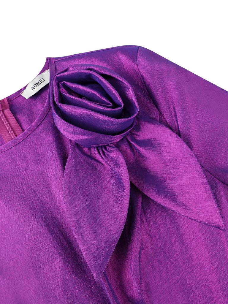 Элегантное женское платье большого размера с 3D-цветами и рукавами-воланами