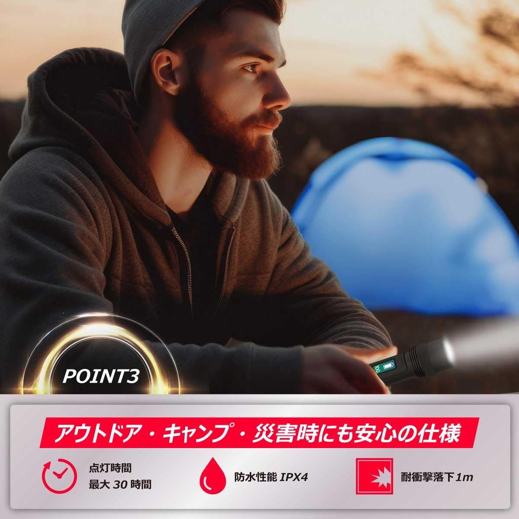 Energizer LED Handheld Flashlight, USB Rechargeable, with Digital Indicator (Maximum Brightness 1000 Lumens/Maximum Run Time 30 Hours), Black, BGHHL8