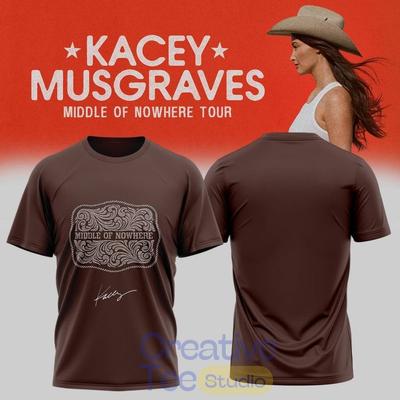 Kacey Musgraves Тур "Середина Нигде" 2026 Темный Шоколад 1 сторона Футболка BS1953