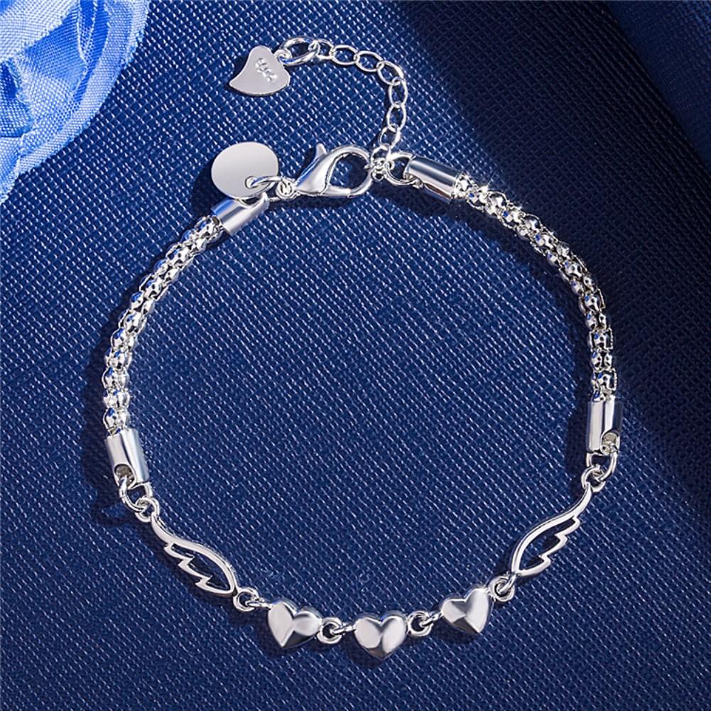 925 Sterling Silver Romantic Heart Love Bracelet for Woman Luxury Fashion Jewelry Party Wedding Accessories Gifts