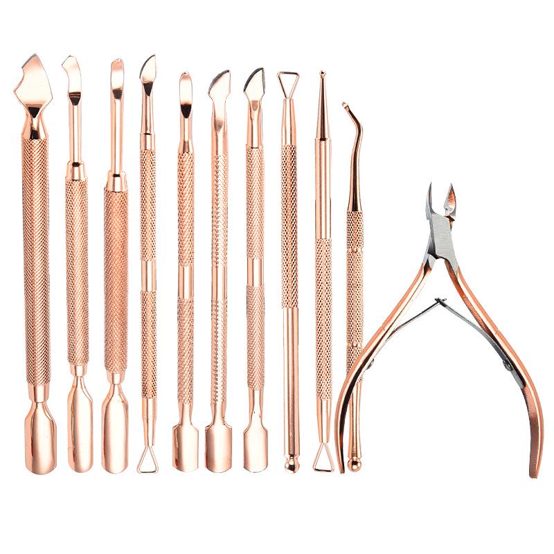 Rose Gold Stainless Steel Cuticle Remover & Pusher Manicure Tool Set