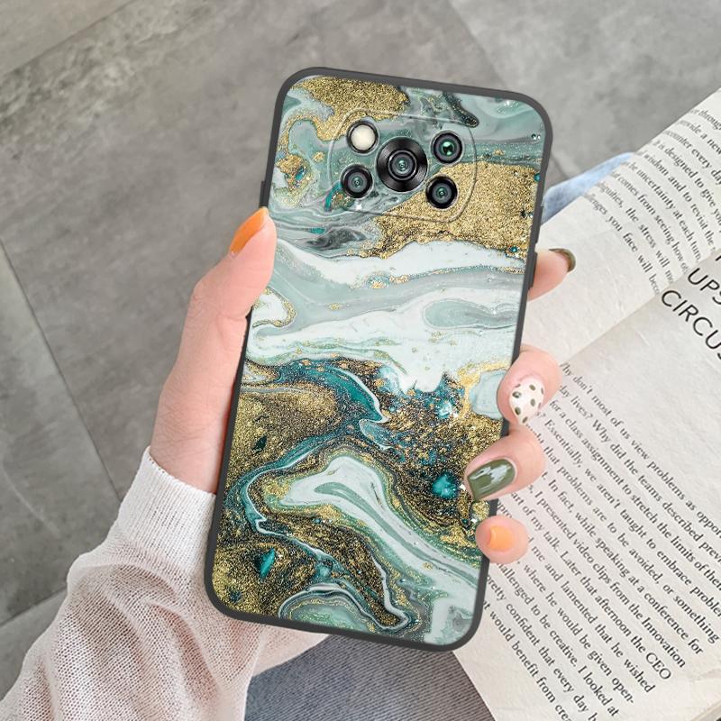 Чехол Poco X3 Pro Pocox3 NFC Роскошный Блестящий Золотая Фольга Океанский Мрамор Силиконовый Мягкий Чехол для Телефона для Xiaomi Poco X3 X5 X6 Pro