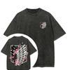 Hot Sale Attack on Titan Peripherals Graphic Print T-Shirt  Women Retro Washed Cotton Harajuku Style Oversized Summer New Top
