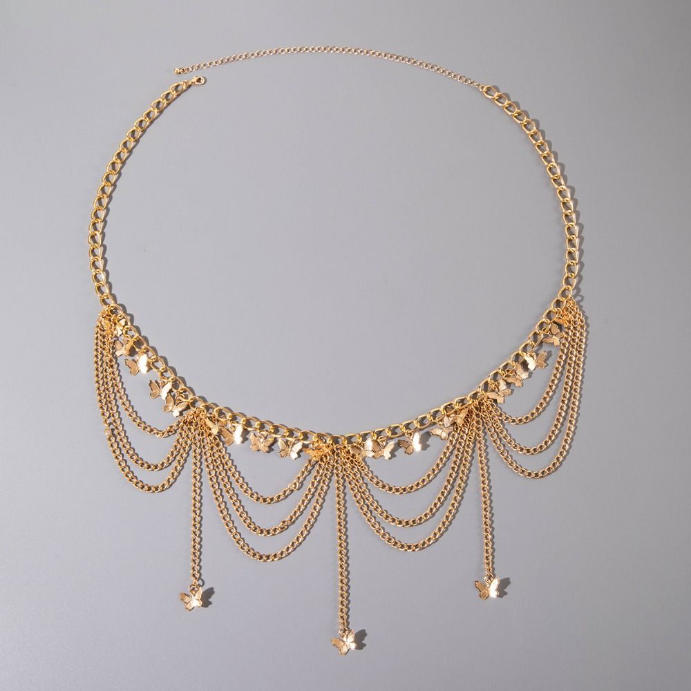 Цепь на пояс Металлическая цепочка для тела Золотые украшения для тела Кисточки Поясная цепочка с кисточками Пляжные аксессуары