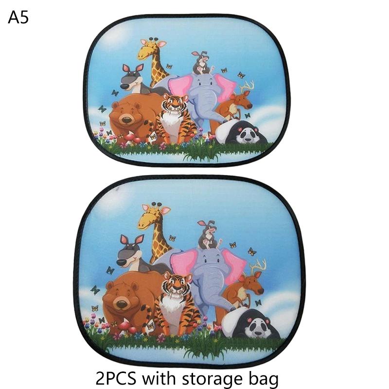 2 шт. солнцезащитные шторы для боковых окон автомобиля, регулируемые шторы для автомобильного стайлинга, солнцезащитный козырек с рисунком животных, жалюзи, солнцезащитный козырек