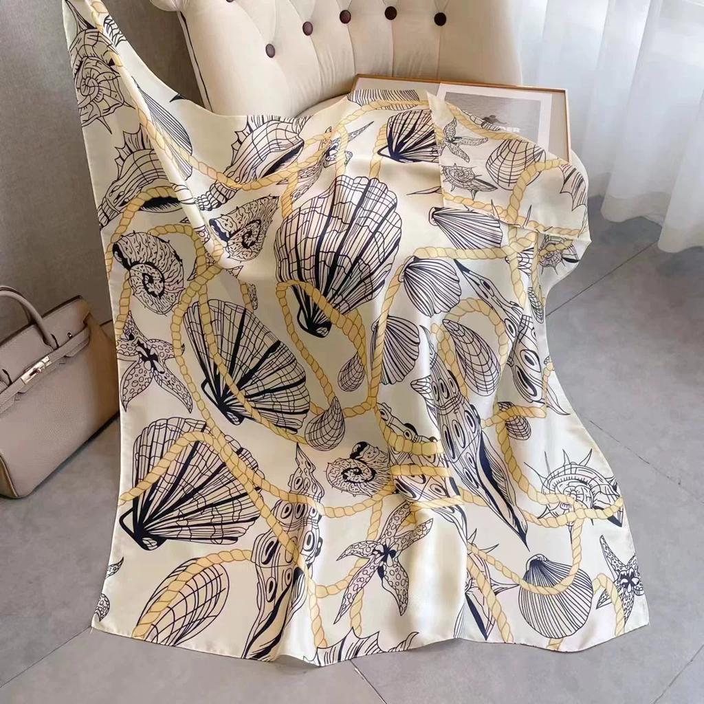 110cm Large Sqaure Scarf Printed Imitation Silk Scarf Women's Hadscarf