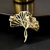 Double Ginkgo Biloba High-End Exquisite And Small Fixed Buckle Collar Pin Clothing Anti-Light Fashion Light Luxury Versatile Brooch