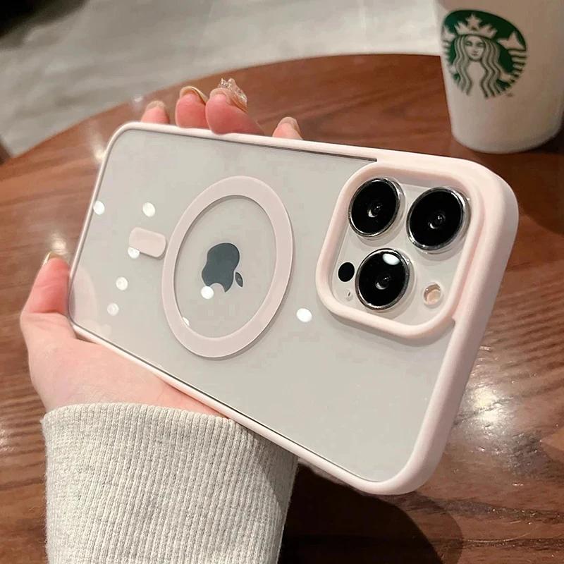 Роскошный акриловый магнитный прозрачный чехол для телефона для iPhone 15 14 13 12 11 Pro Max 15 Plus для беспроводной зарядки Magsafe, жесткая ПК-крышка