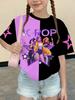 Kpop Мультяшная Графическая Футболка для Девочек Повседневная Футболка с Круглым Вырезом Подходит для Девочек Детский Подарок Короткий Рукав