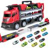 13-piece Miniature Car Set, Truck Toy, Large Trailer Toy Car, Working Car, Construction Vehicle Set, Storage Car, Catapult Type, Rail, Large Size,