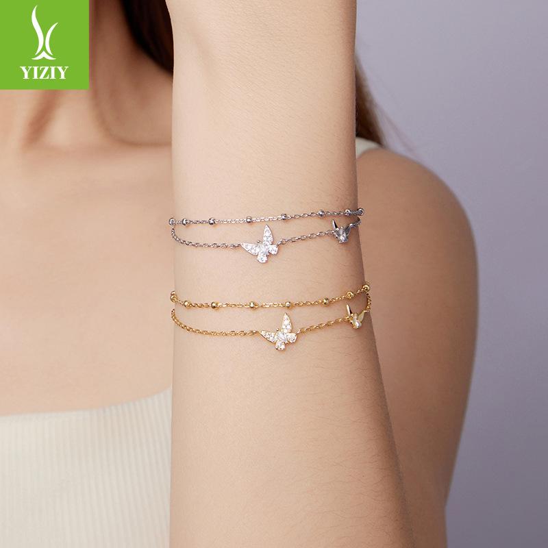 Niche Design Butterfly Double Bracelet Female, Fresh And Sweet Fairy Wind S925 Sterling Silver Bracelet Jewelry