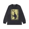 Washed Vintage Hooded Sweatshirt Loose Fit Graphic Print Mens Casual Cotton Pullover