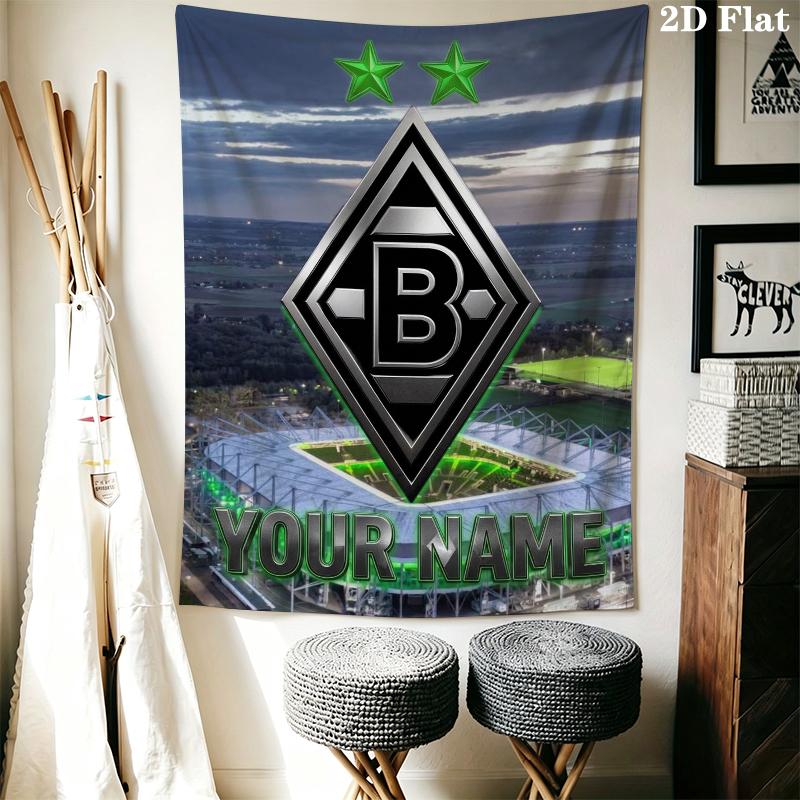 Custom Name Vfl Gladbach Wall Tapestry Aesthetic Wall Hanging Printed Fabric Blanket Decorative Tapestries for Bedroom Living Room Home Decor