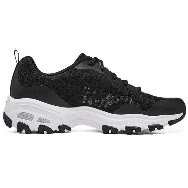 Skechers DLites 1.0 Сетчатые кроссовки на шнуровке из синтетической кожи, низкие, в стиле "папиных", женские кроссовки, Черно-белые, 896027-BKW