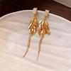 Silver needle zircon wheat ear fringed earrings new cold wind personalized earrings light luxury niche high-end earrings
