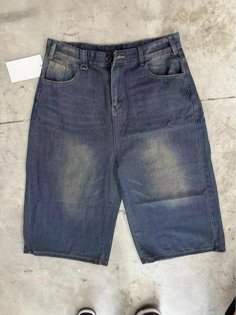 Унисекс американские джинсовые шорты - повседневная летняя одежда, свободный крой, уличный стиль, укороченные широкие брюки